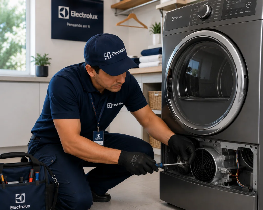 Técnico autorizado Electrolux documentando una reparación en Valledupar
