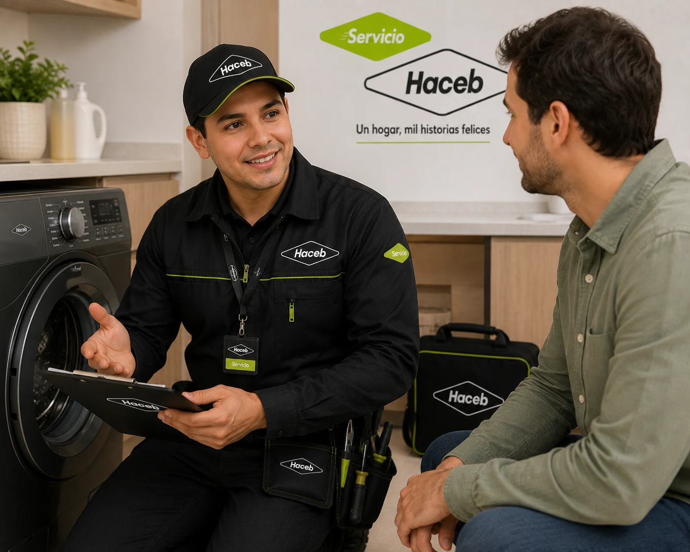 Técnico Haceb documentando una reparación en Valledupar