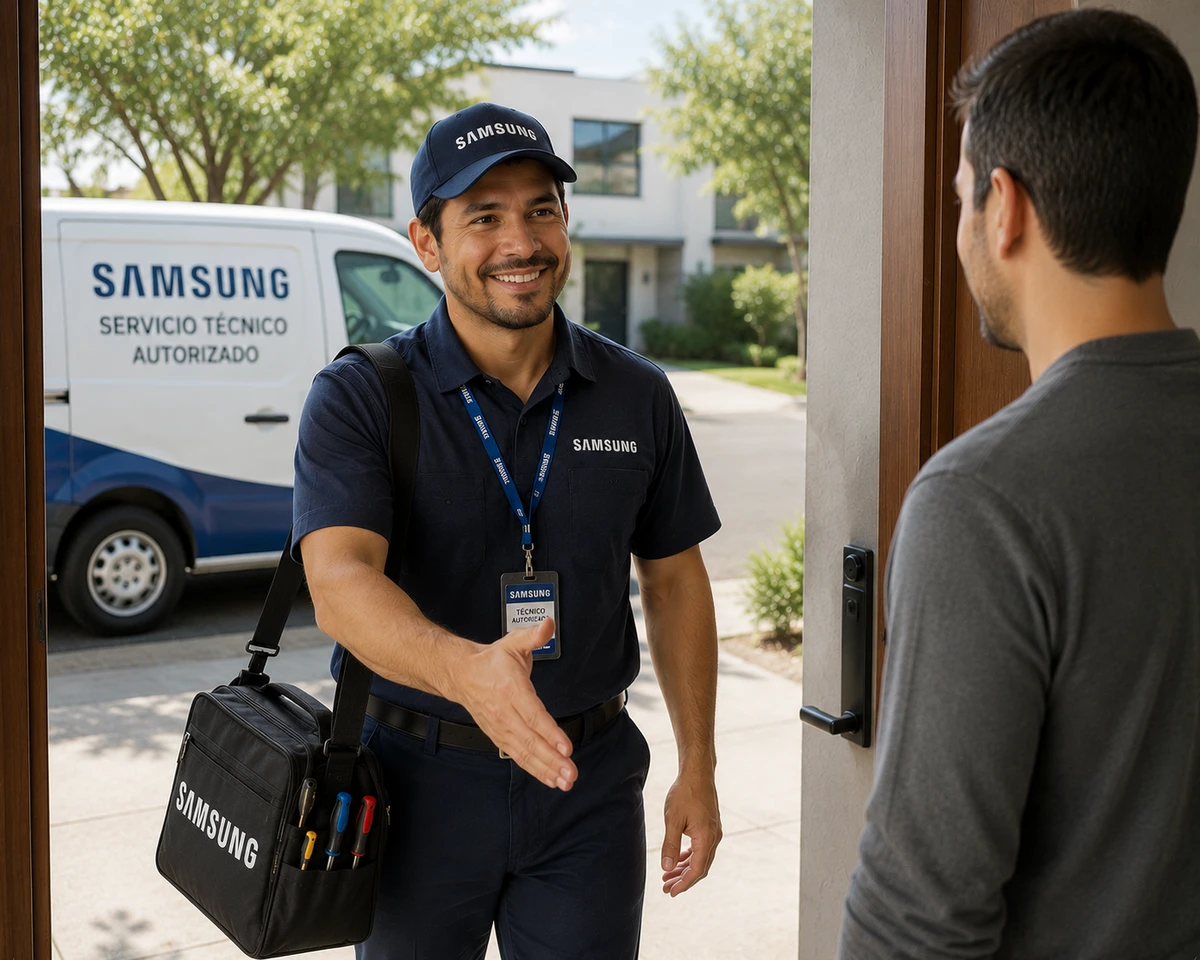 Técnico autorizado Samsung llegando a un domicilio en Valledupar