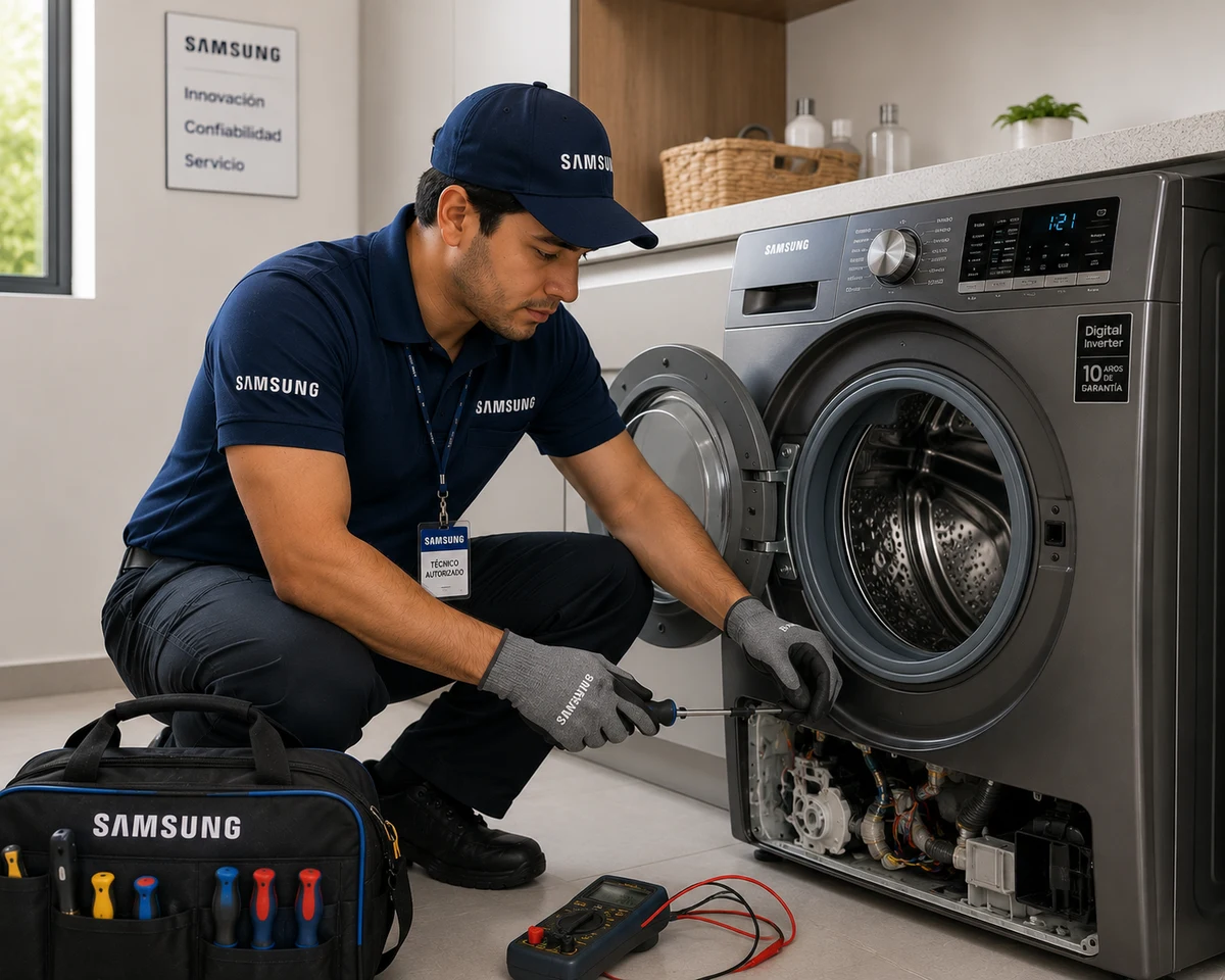 Técnico Samsung atendiendo lavadoras Samsung en Valledupar